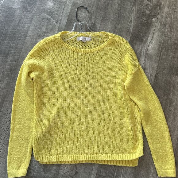 LOFT Sunny Yellow Knit Crew Neck Sweater - Picture 1 of 10